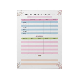 Mum Weekly Meal Planner & Grocery List Notepad