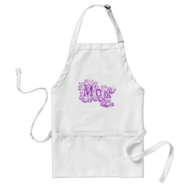 "Mum" white and purple graphic cooks apron (Front)