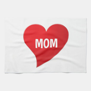 Mum white red big heart cute modern graphic chic tea towel
