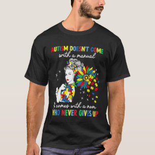 Mum Who Never Gives Up Autism Awareness Puzzle Sun T-Shirt