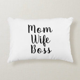 Mum wife boss black white custom script cute decorative cushion