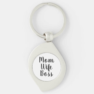 Mum wife boss black white custom script cute key ring