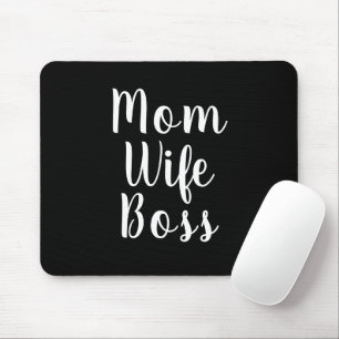 Mum Wife Boss black white custom script cute Mouse Mat