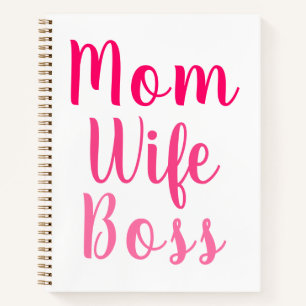 Mum wife boss gradient pink custom script recipe notebook