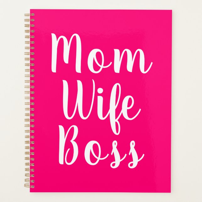 Mum wife boss hot pink custom script stylish planner (Front)