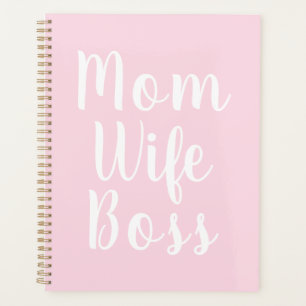Mum wife boss light pink custom script stylish planner