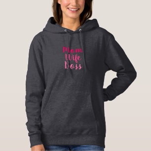 Mum wife boss pink custom brush script stylish hoodie