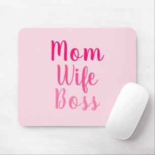 Mum Wife Boss pink custom script stylish chic Mouse Mat