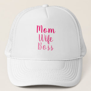 Mum wife boss pink custom script text cute modern trucker hat