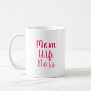 Mum wife boss pink white custom script stylish coffee mug