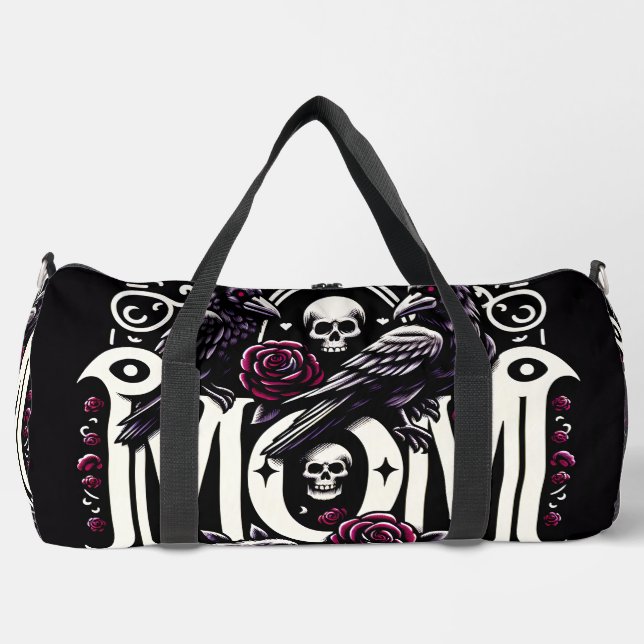 Mum With 2 Ravens & Skull Duffle Bag (Front)