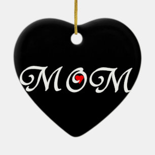 Mum with a red heart ceramic tree decoration
