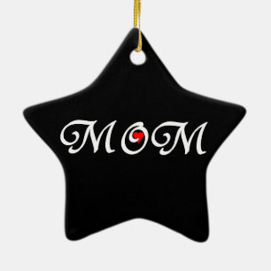 Mum with a red heart ceramic tree decoration