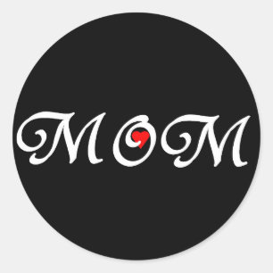Mum with a red heart classic round sticker