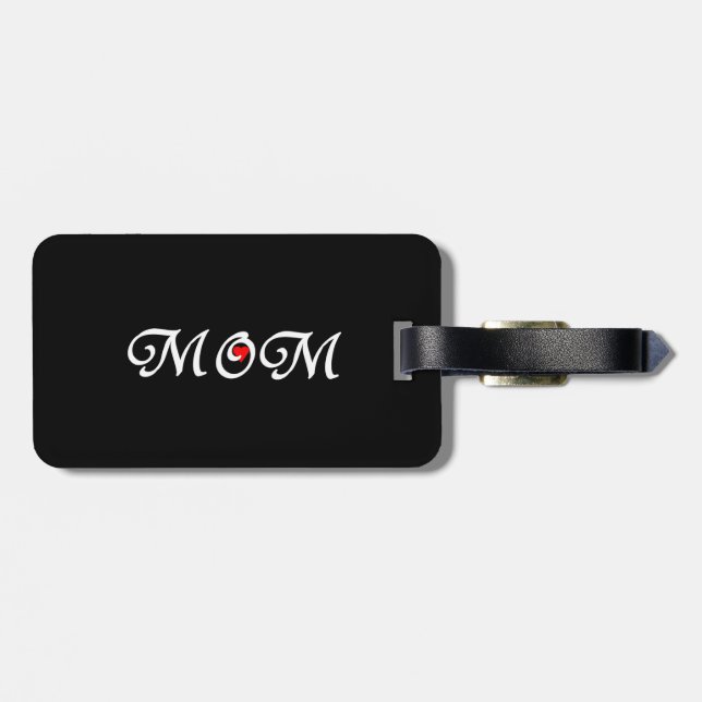 Mum with a red heart luggage tag (Back Horizontal)