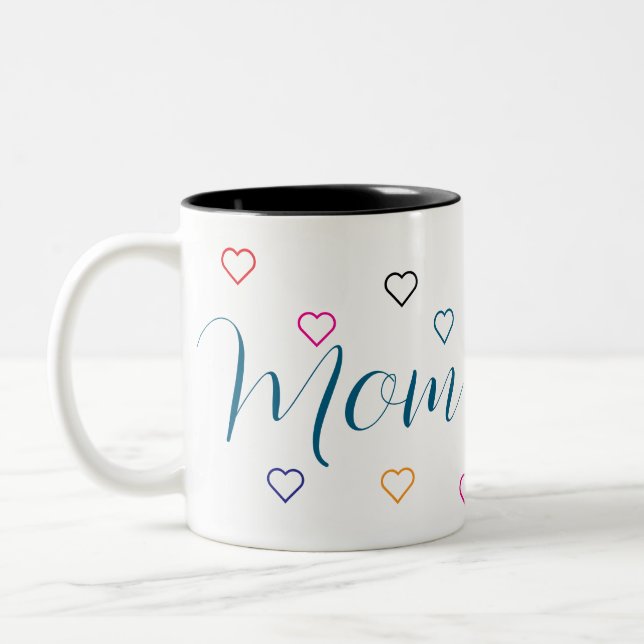 Mum With Cute Heart Design Coffee Mug (Left)