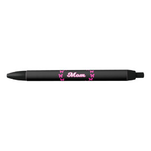 Mum With Cute Pink Butterflies Black Ink Pen