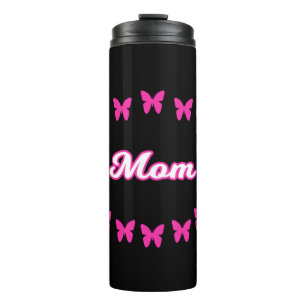 Mum With Cute Pink Butterflies Thermal Tumbler