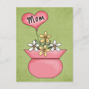 Mum With Heart Balloon - Great Gift Idea Postcard