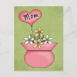 Mum With Heart Balloon - Great Gift Idea Postcard
