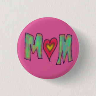 Mum With Heart Hand Drawn Art Pink 3 Cm Round Badge
