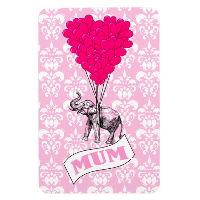 Mum with pink elephant magnet (Vertical)