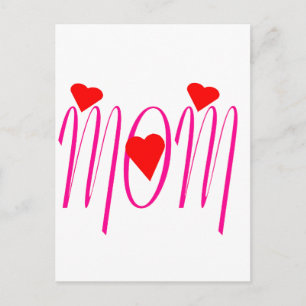 Mum with Red Hearts Postcard
