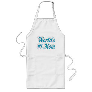 Mum with sky blue text long apron