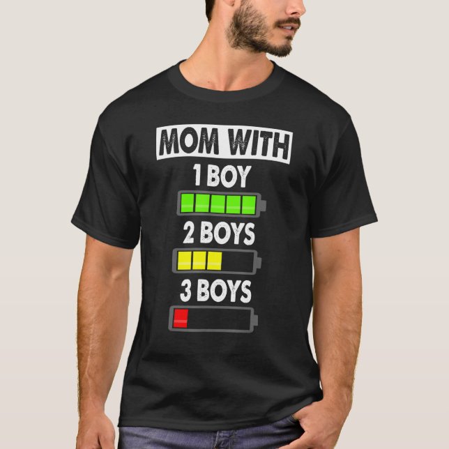 Mum With Three Boys Battery Empty - Mama With 3 So T-Shirt (Front)