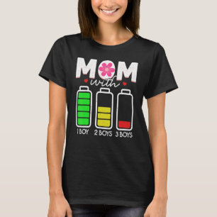 Mum With Three Boys Battery Empty Mama With 3 Son T-Shirt