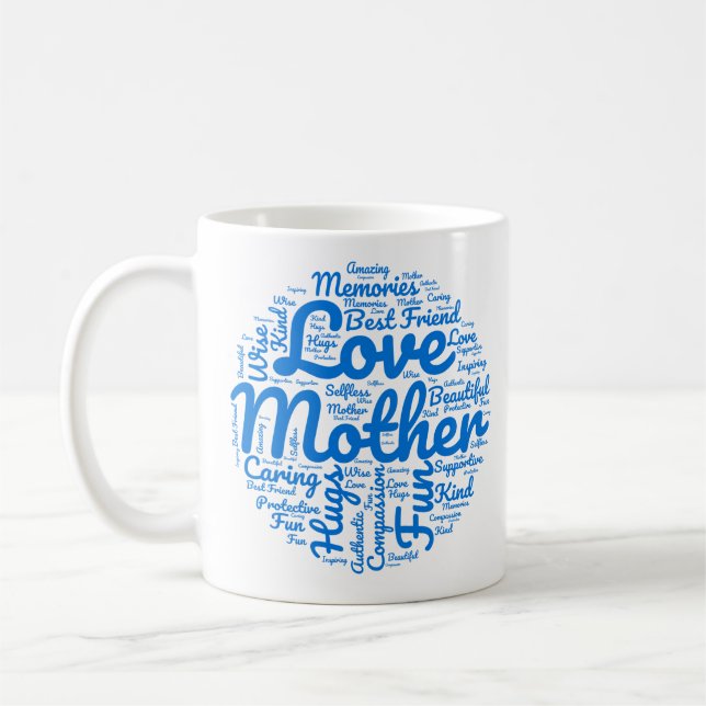 Mum Word Cloud Coffee Mug Present (Left)