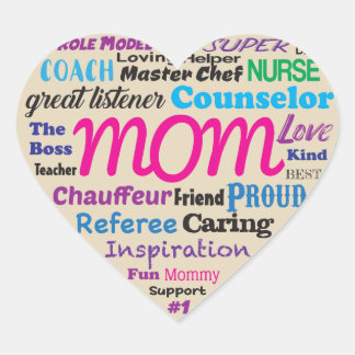 Mum, Word Heart - Glossy Sticker