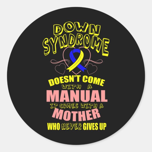 Mum World Down Syndrome Day Women Kids  Classic Round Sticker (Front)