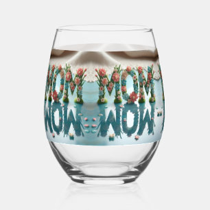 Mum Wow Floral Reflection Stemless Wine Glass