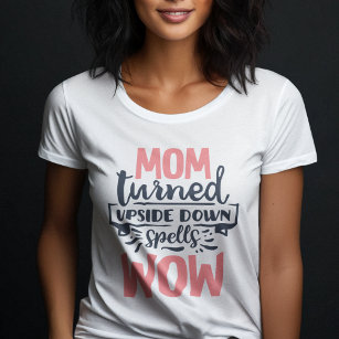 Mum Wow mother's day cute pink grey typography T-Shirt