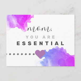 Mum, you are essential with purple postcard