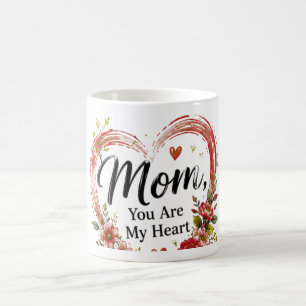 Mum You Are My Heart Floral Heart Coffee Mug