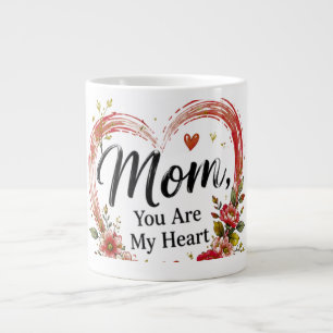 Mum You Are My Heart Floral Heart Large Coffee Mug