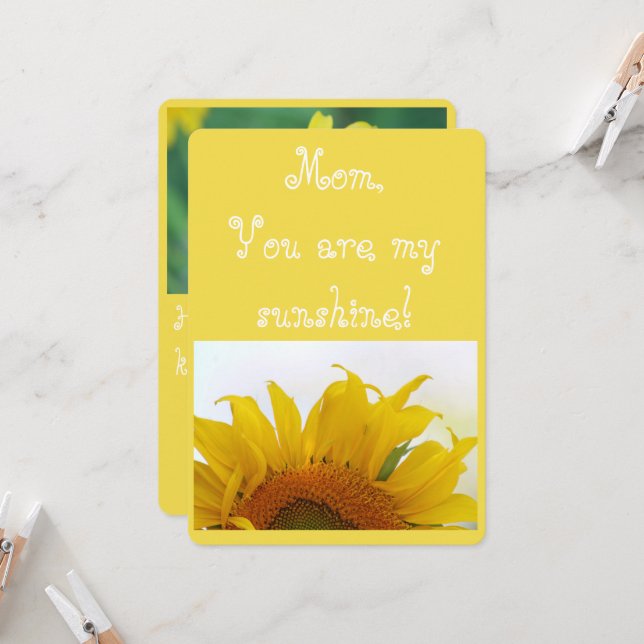 Mum, You are my sunshine! Card (Front/Back In Situ)