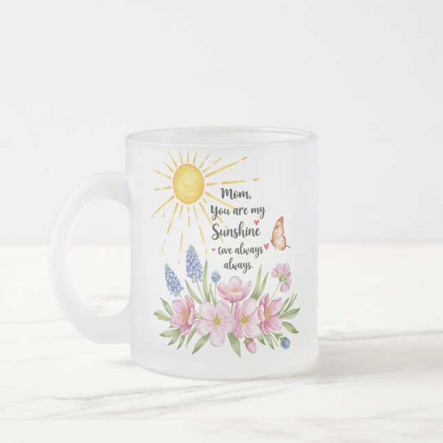 Mum, You Are My Sunshine – Frosted Glass Mug (10oz (Left)