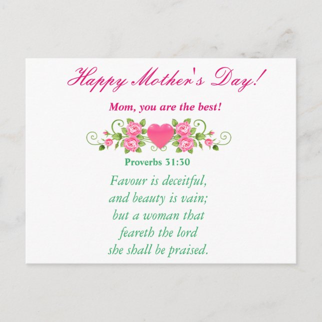 Mum, You are the best! Postcard (Front)