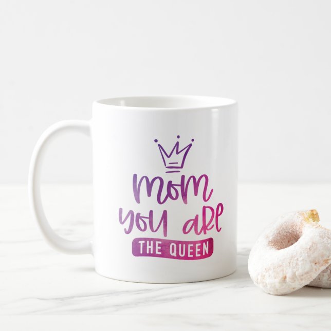 Mum You Are The Queen Purple Pink Coffee Mug (With Donut)