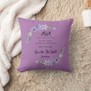 Mum You Are The World Custom Name Throw Pillow