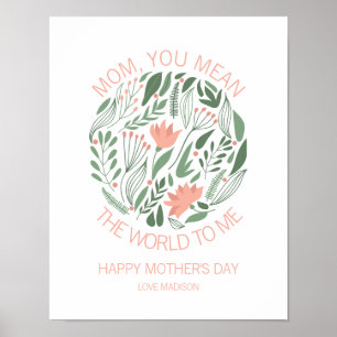 Mum You Mean The World To Me Mother's Day Poster