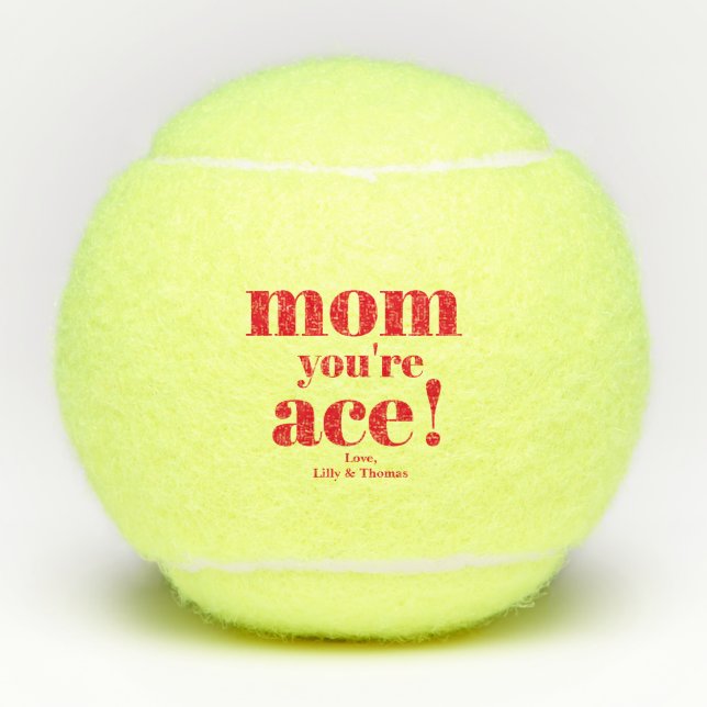 Mum you're Ace! Bold Typography Mother's Day Tennis Balls (Front)