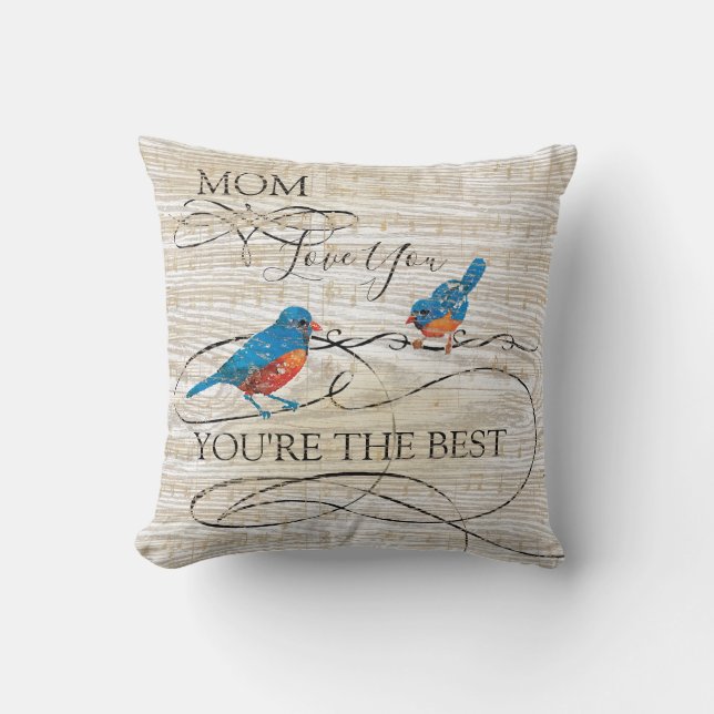 Mum You're the Best Musical Bluebirds Cushion (Front)