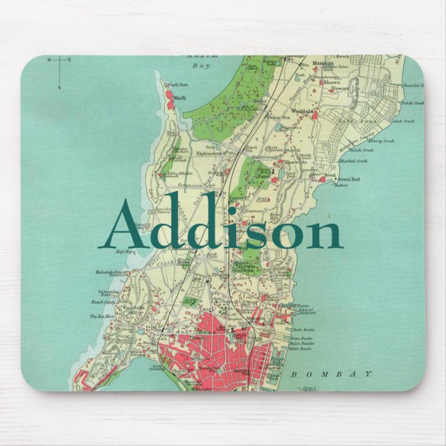 Mumbai Early Map Mouse Mat (Front)