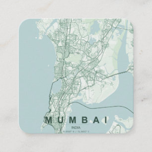 Mumbai India City Map & Custom Text Square Business Card