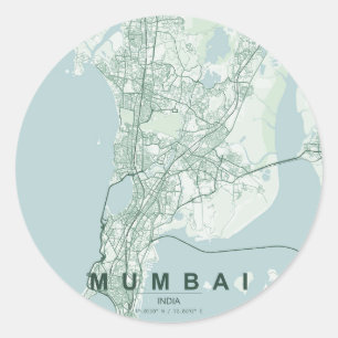 Mumbai India City Map Minimal Design Classic Round Sticker