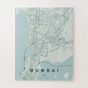 Mumbai India City Map Minimal Design Jigsaw Puzzle